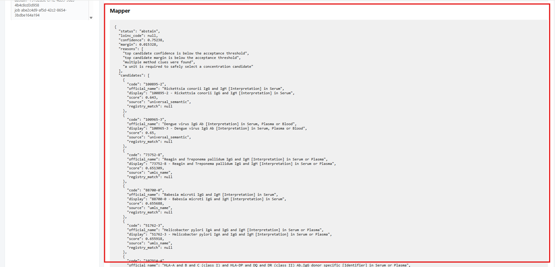 Mapper JSON output