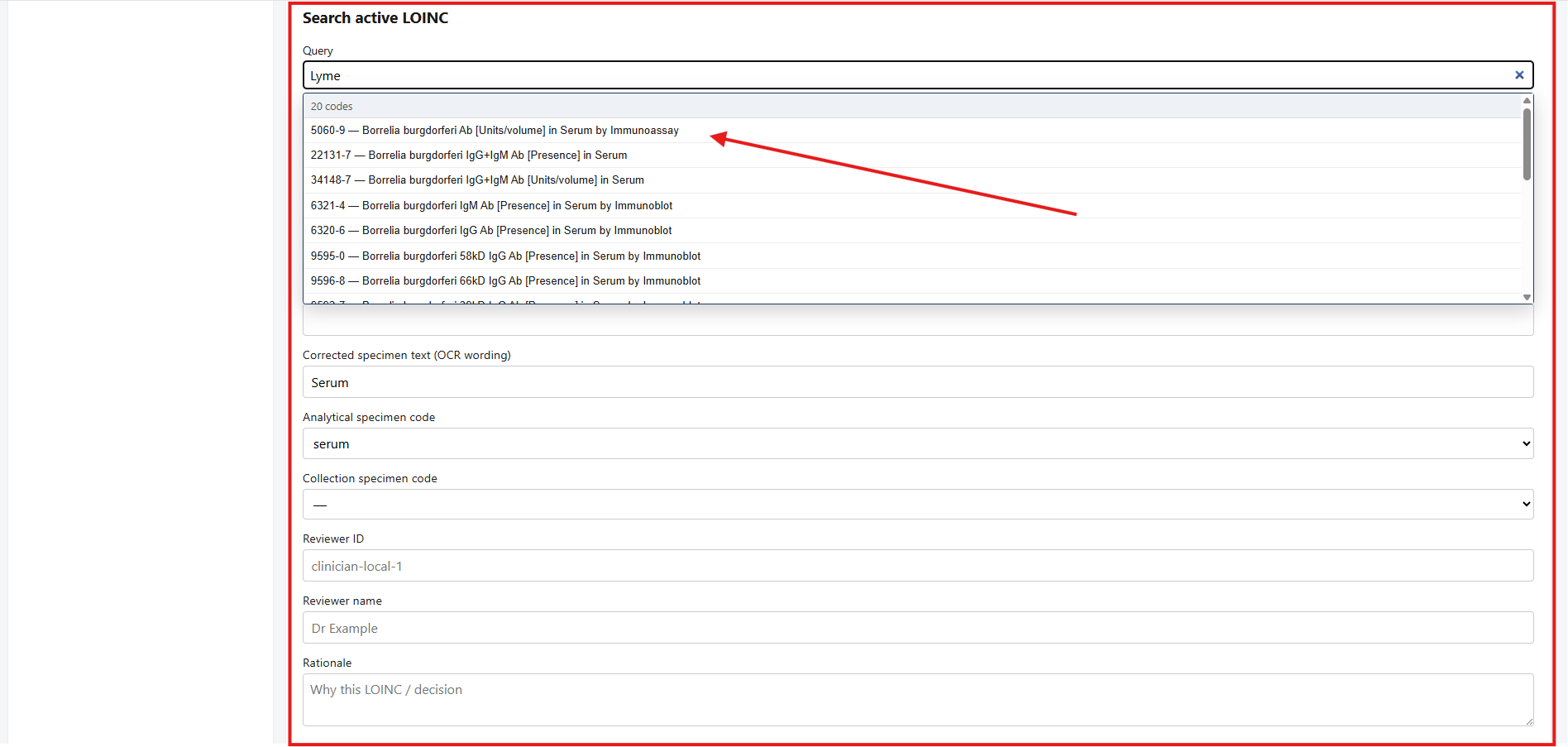 Search active LOINC